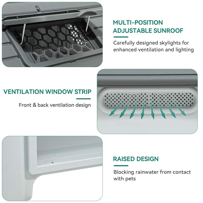 Moasis Slant-roof Dog House with Skylight