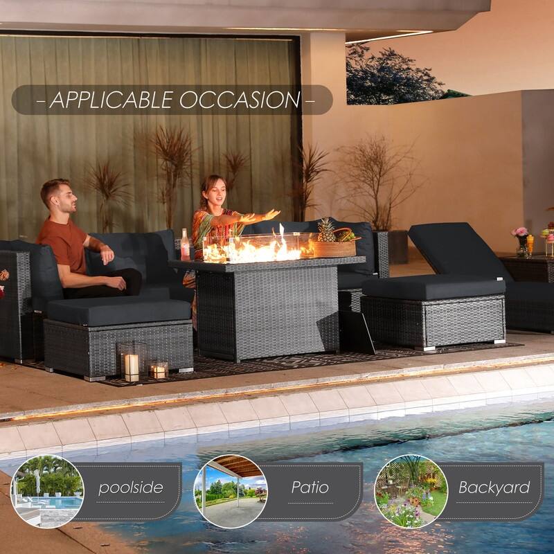 FINCATI Outdoor High-back Wicker Patio Sectional Set, 500 lbs Luxury Oversized Conversation Set, Spacious Couch Set