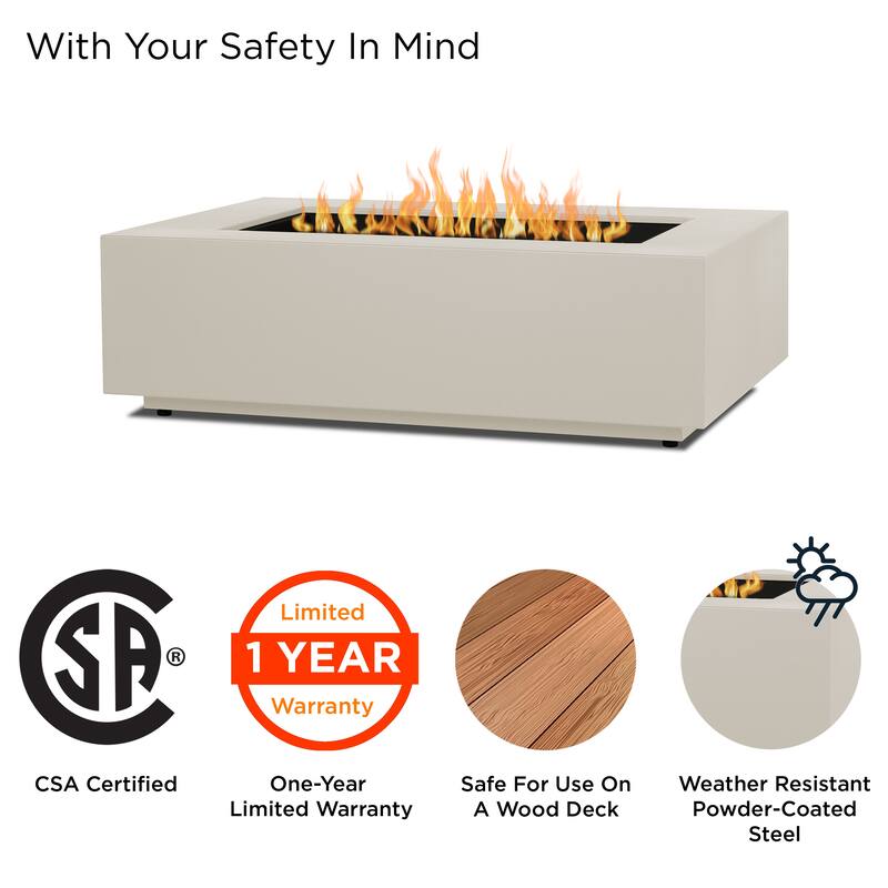 Aegean 50" Rectangle Gas Fire Table in Weathered Slate by Real Flame