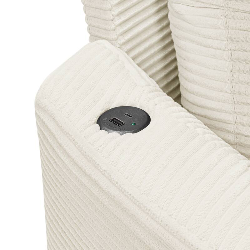 102.3" Oversized Double Chaise Lounge Sofa, Corduroy Upholstered Sleeper Sofa Bed 2 Seat Sofa Loveseat with USB Ports