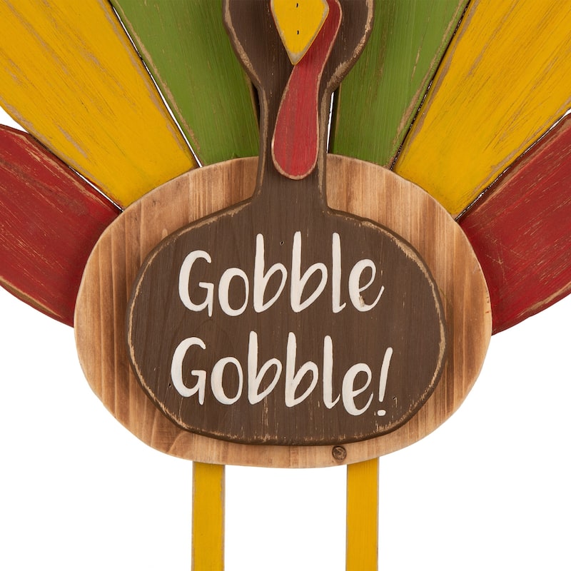 Glitzhome 24"H Thanksgiving Wooden Turkey Standing Decor