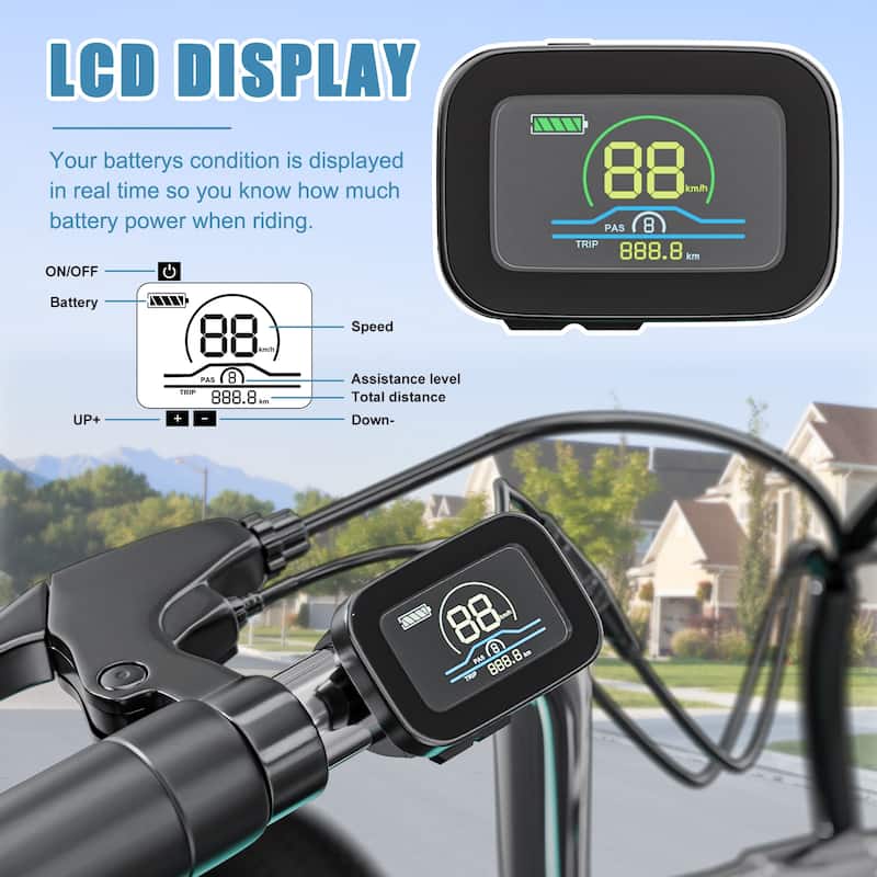 DoCred 24" Adult 7-Speed Electric Tricycles, 3 Wheel Bike Bicycle