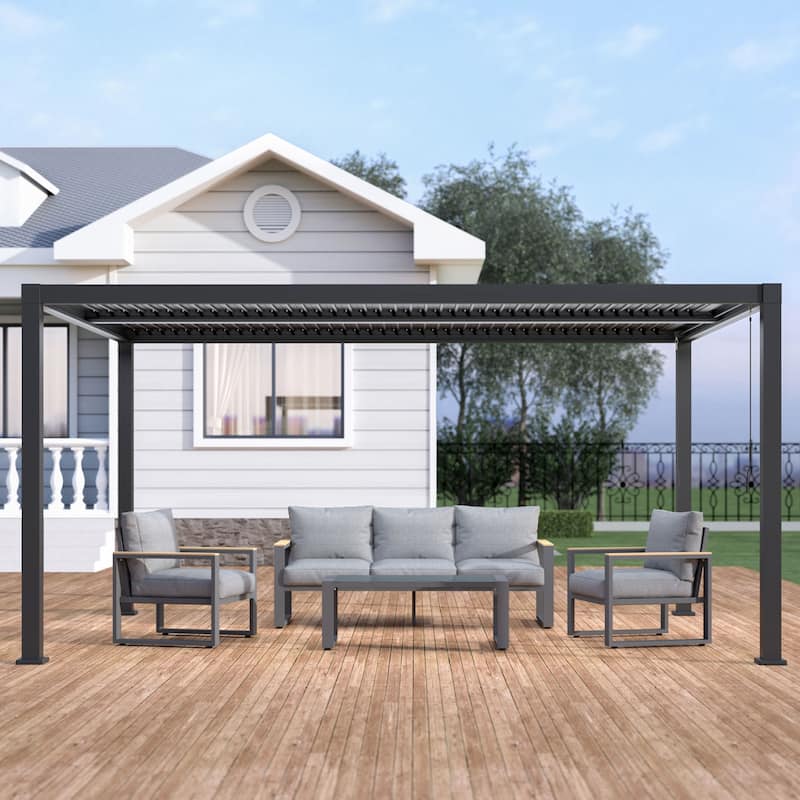 Aluminum Outdoor Pergola with Independent Louvered - Black