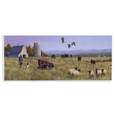 Stupell Geese Over Lush Farm Scene Wall Plaque Art Design By Frank Parker (Young)