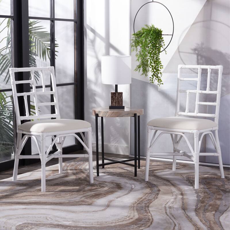 SAFAVIEH Margarette Rattan Accent Chair with Cushion (Set of 2) - 18.5" W x 20.9" L x 35.8" H - 19Wx21Dx36H