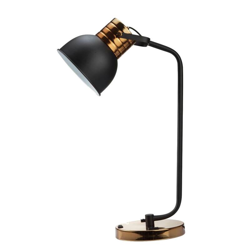 Luxury Look Contemporary 1pc Table Lamp Black Metal Shade Circular Metal Base Lamp