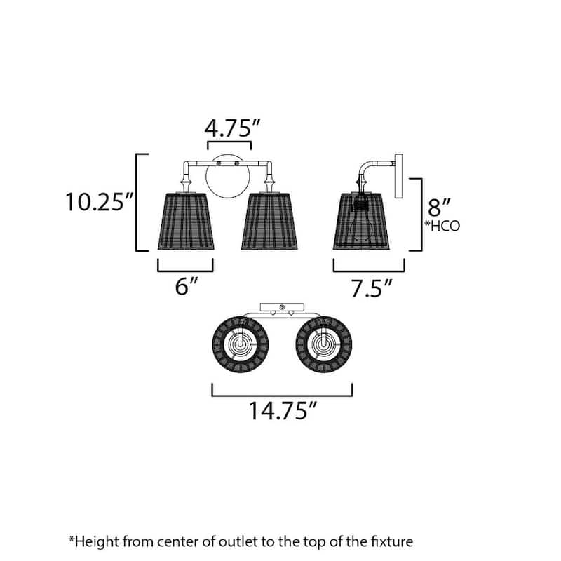 Maxim 21482WWT Baja 2 Light 15" Wide Vanity Light