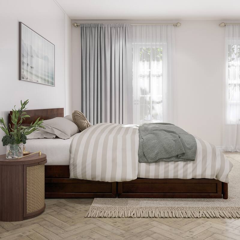 Wesley Platform Bed with Panel Footboard and Storage Drawers