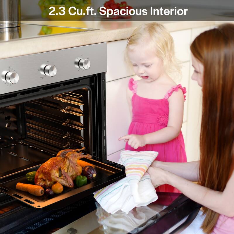 24 in. 2.3 cu. Ft. Single Gas Wall Oven - Bake Broil Rotisserie Functions - Built-in Timer - Convection Fan in Stainless Steel