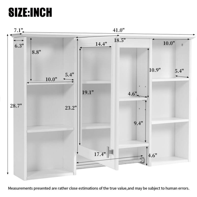 Roomfitters 42 Inch 3-in-1 Wall Mount Medicine Cabinet, Mirror Storage with Adjustable Shelf & Soft Close Doors