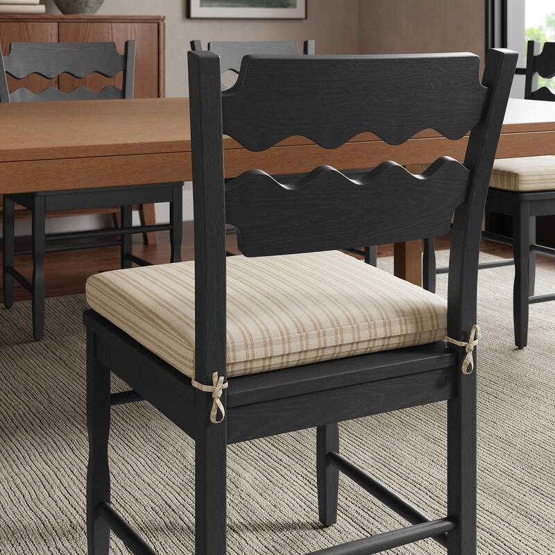 Jax Oak Wood Dining Chair With Wavy Razor Back and Cushion