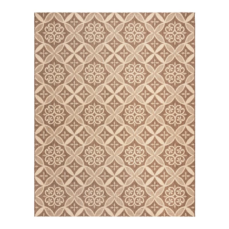 Gertmenian Paseo Niala Medallion Moroccan Tile Polypropylene Flatweave Indoor/ Outdoor Area Rugs - 6'6"x9'6" - Havana/ Sand