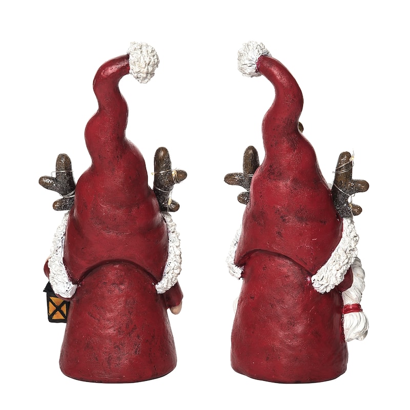 Transpac Resin Light Up Christmas Gnome Set of 2 Christmas Home Decorations