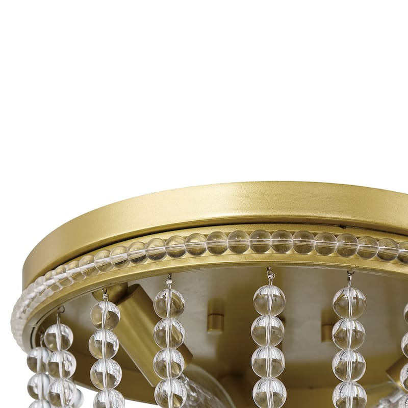 Frenia 3-light Beaded Gold Flush Mount Ceiling Light - 12'' D * 8.07'' H