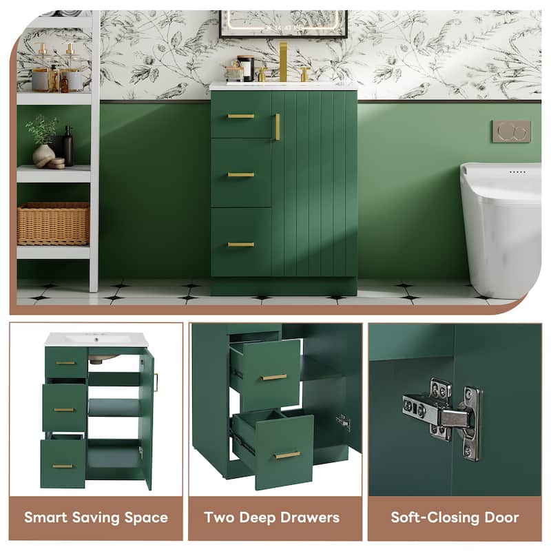 24" Bathroom Vanity with Under-mount Sink,Drawer and Soft-Closing Door