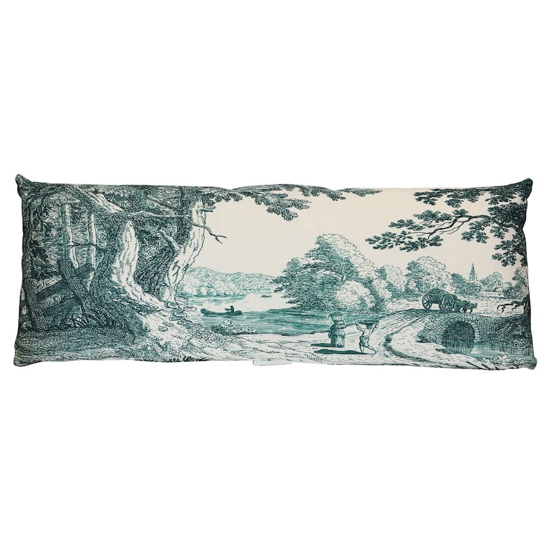 StyleCraft Reverie Toile Pillow - 36" x 14" - Azure, Ivory