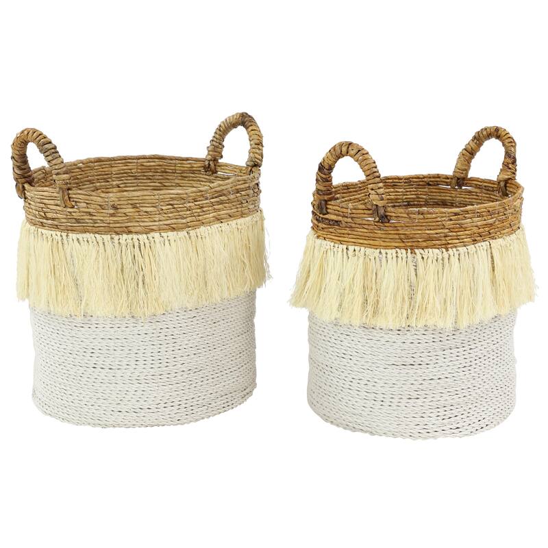 Dried Plant Handmade Storage Basket - Set of 2 White - CosmoLiving by Cosmopolitan - White