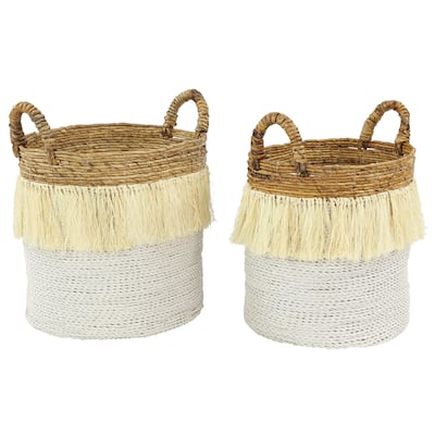 Dried Plant Handmade Storage Basket - Set of 2 White - CosmoLiving by Cosmopolitan