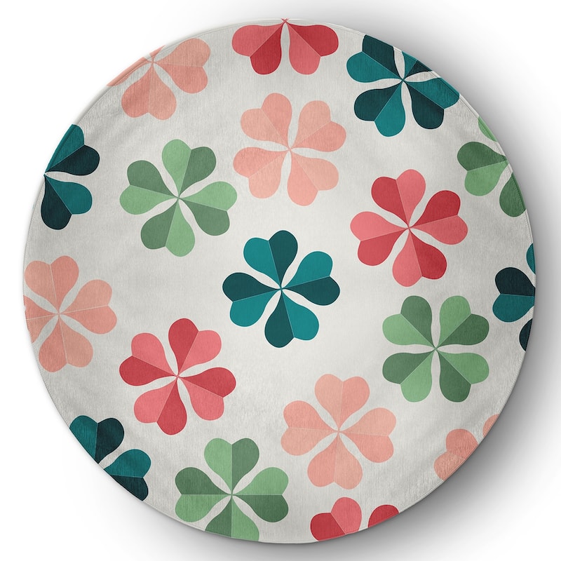 Lucky Patch St. Patrick's Day Chenille Indoor/Outdoor Rug - Ocean Abyss Green - 5' Round