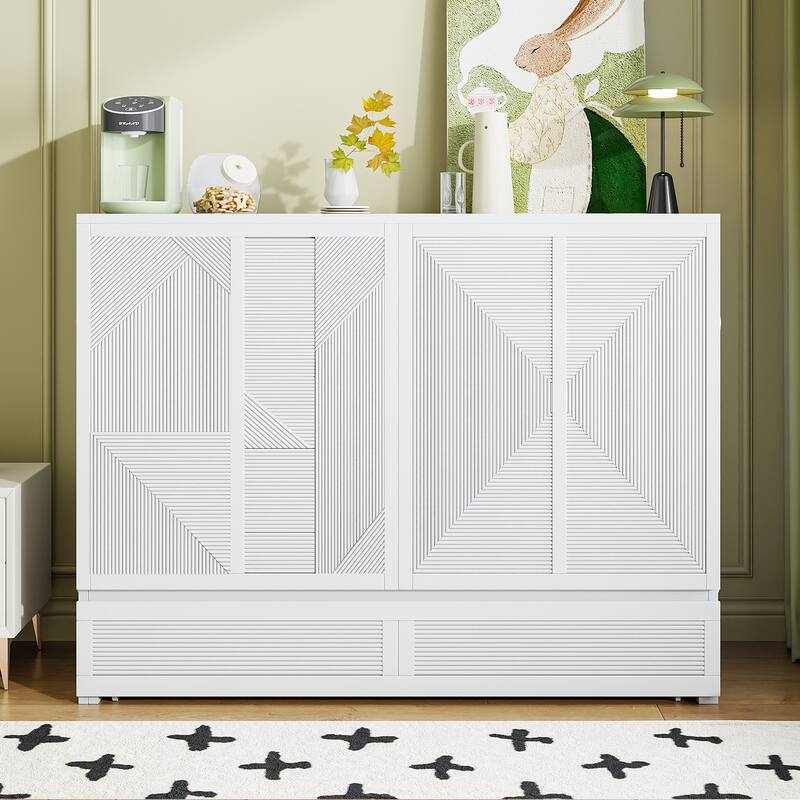 Full Size Murphy Bed with Large Storage Drawer, USB Ports, and Smooth Rolling Wheels for Easy Setup and Space Saving - White