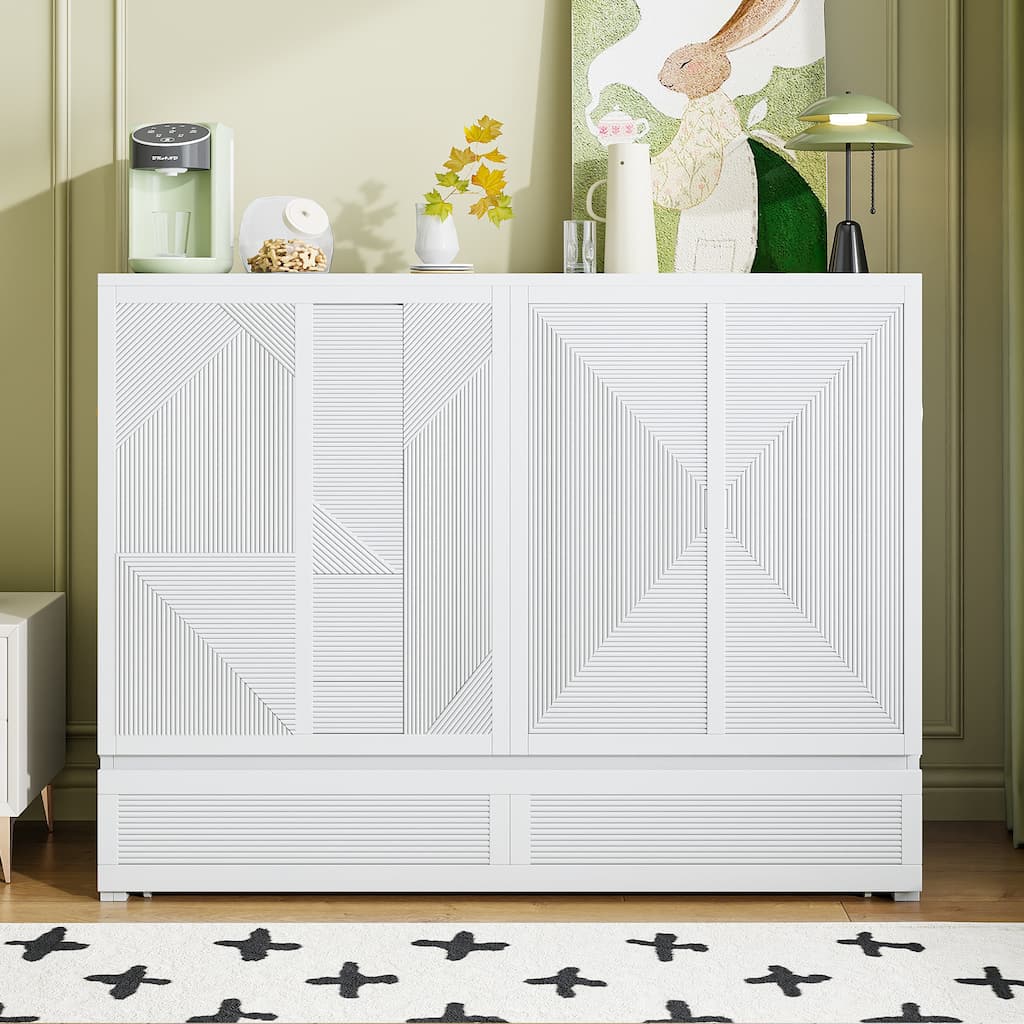 Full Size Murphy Bed with Storage, USB Ports, and Outlets in White