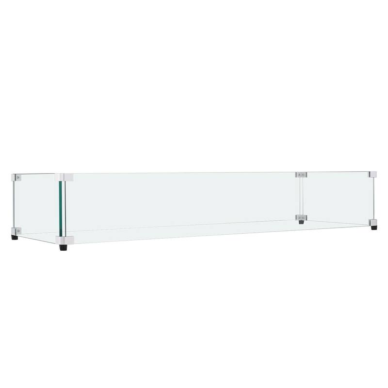 Tempered Glass Wind Guard for Rectangular Fire Pit Table