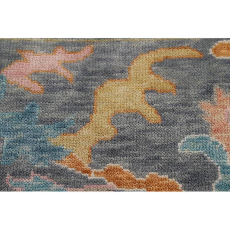 Transitional Oushak Area Rug Handmade Bedroom Wool Carpet - 9'1"x 12'0"