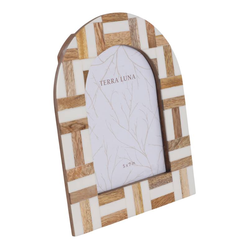 Resin Wood Picture Frame Arched Mosaic Design Home Decor - 5x7" Ivory
