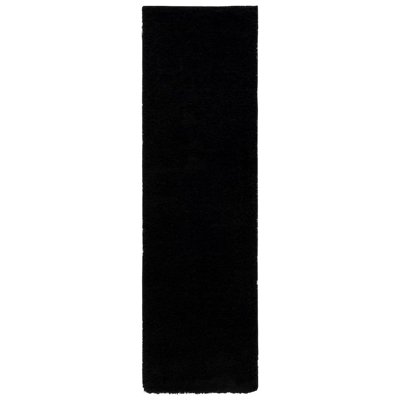 SAFAVIEH Laguna Shag Verdiana Solid Color 2-inch Thick Rug. - 2'3" x 6' Runner - Black - Runner