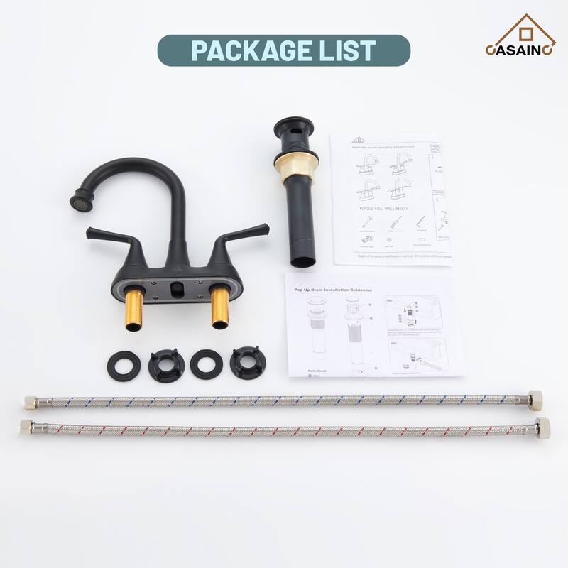 4 in. Centerset Double Handle Bathroom Faucet with Drain Kit Included