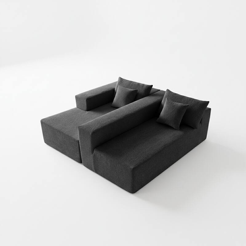 103.54" L-Shaped Modern High-Density Sponge Velvet Modular Sectional Sofa with Chaise & Pillows