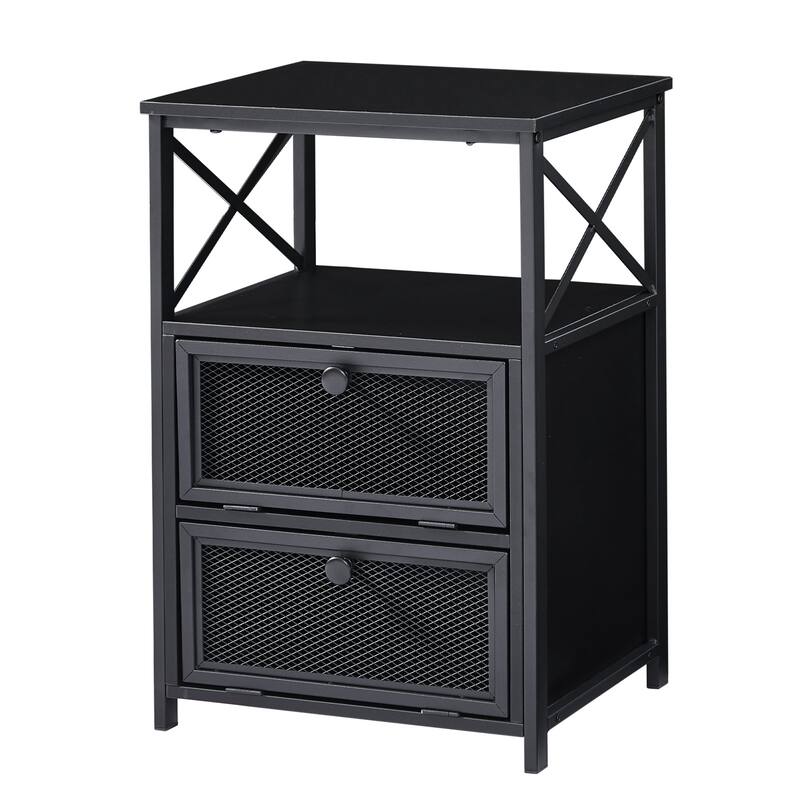 VECELO Night Stand, End Side Table with Storage Space and Door,Modern Nightstands for Living Room,Bedroom