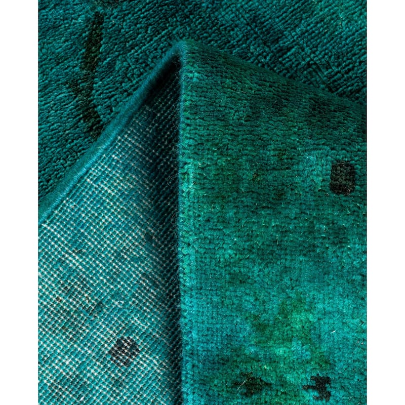 Overdyed One-of-a-Kind Hand-Knotted Area Rug - Green - 2' 7" x 16' 5"