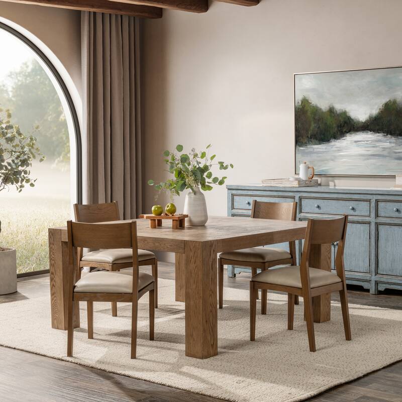 Classic Home Gilcrest Square Aged Oak Wood Dining Table