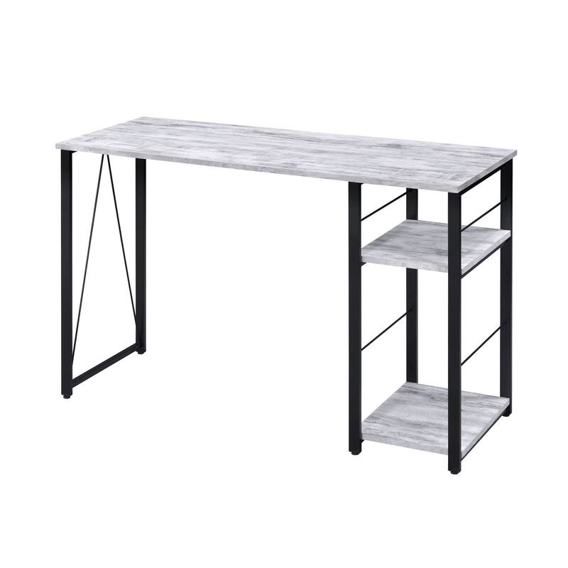 Krause 2-Shelf Rectangular Writing Desk - Antique White/Black