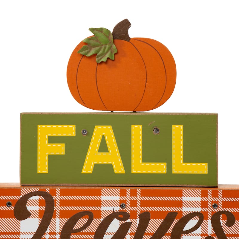 Glitzhome 12"H LED Lighted Fall Wooden Block Word Sign