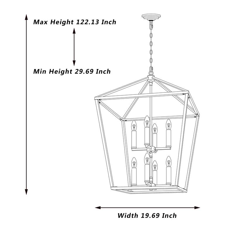 8 - Light Lantern Geometric Chandelier - 19.69"D*19.69"W*26.46"H