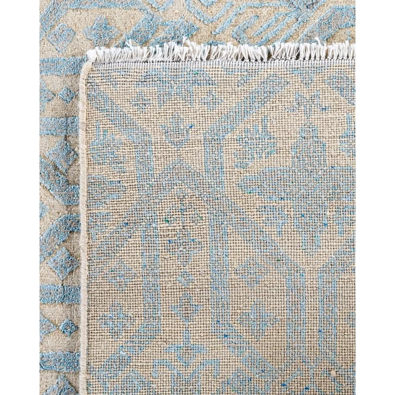 Ikat One-of-a-Kind Hand-Knotted Area Rug, Light Blue - 8' 1" x 10' 2"