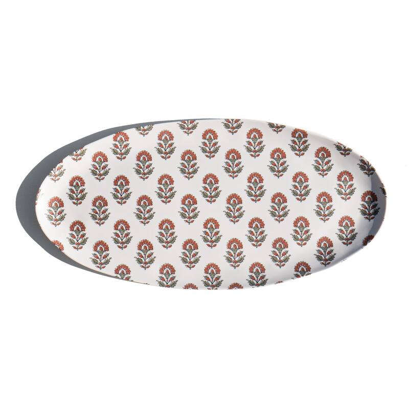 Abode Homewares Kashmir Melamine Oval Serving Platter - 17.4" x 8.3" - Cream