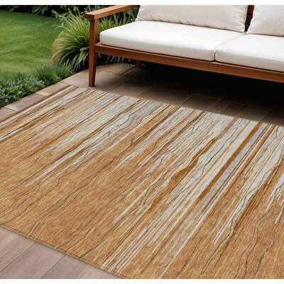 HomeRoots Striped Transitional Rectangle Outdoor Rug