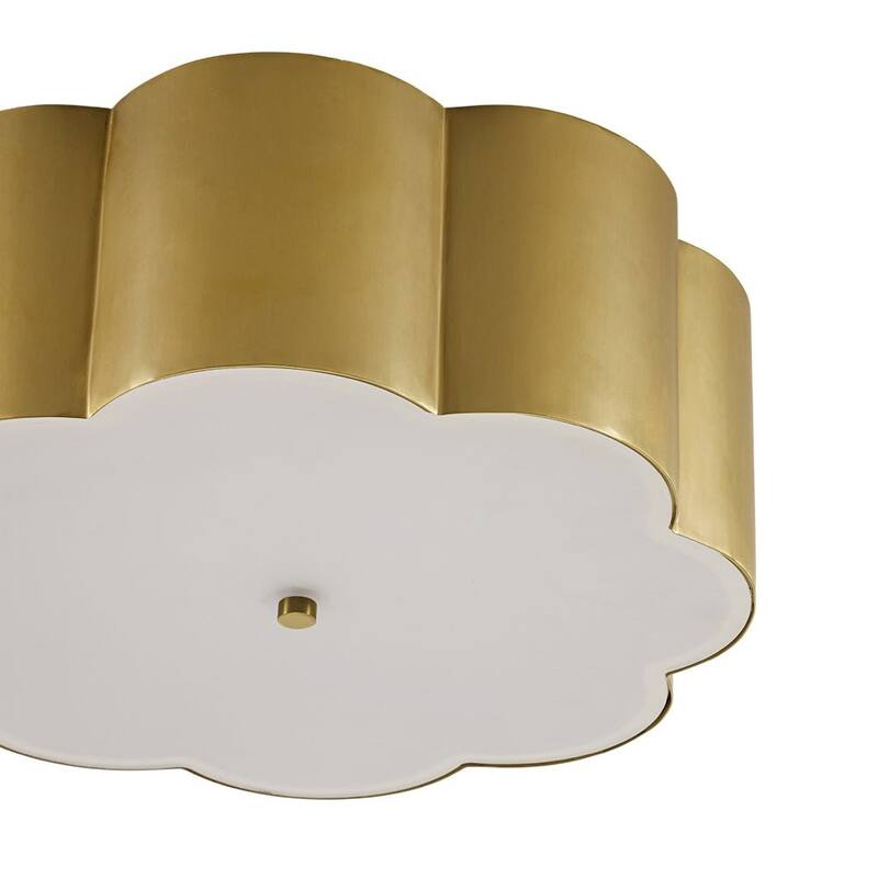 Metallic Luxury Scalloped Flower Drum Dimmable LED Flush Mount - 15.0 in