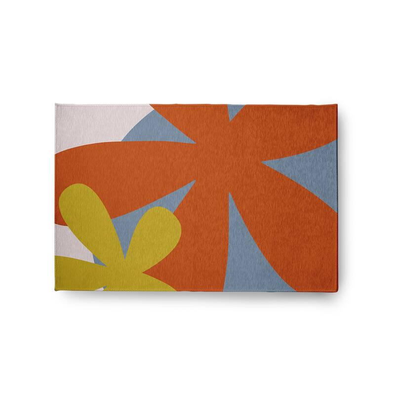 Bold Flowers Modern & Contemporary Chenille Area Rug - Perfect Orange - 24" 36"