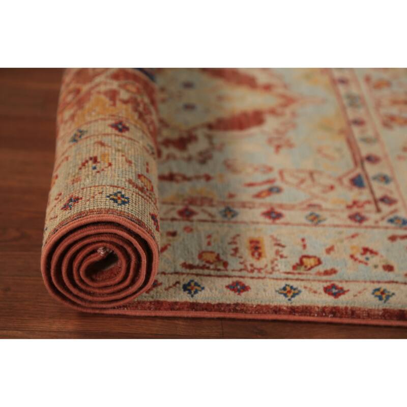 Geometric Heriz Serapi Vegetable Dye Accent Rug Handmade Wool Carpet - 3'0"x 4'10"
