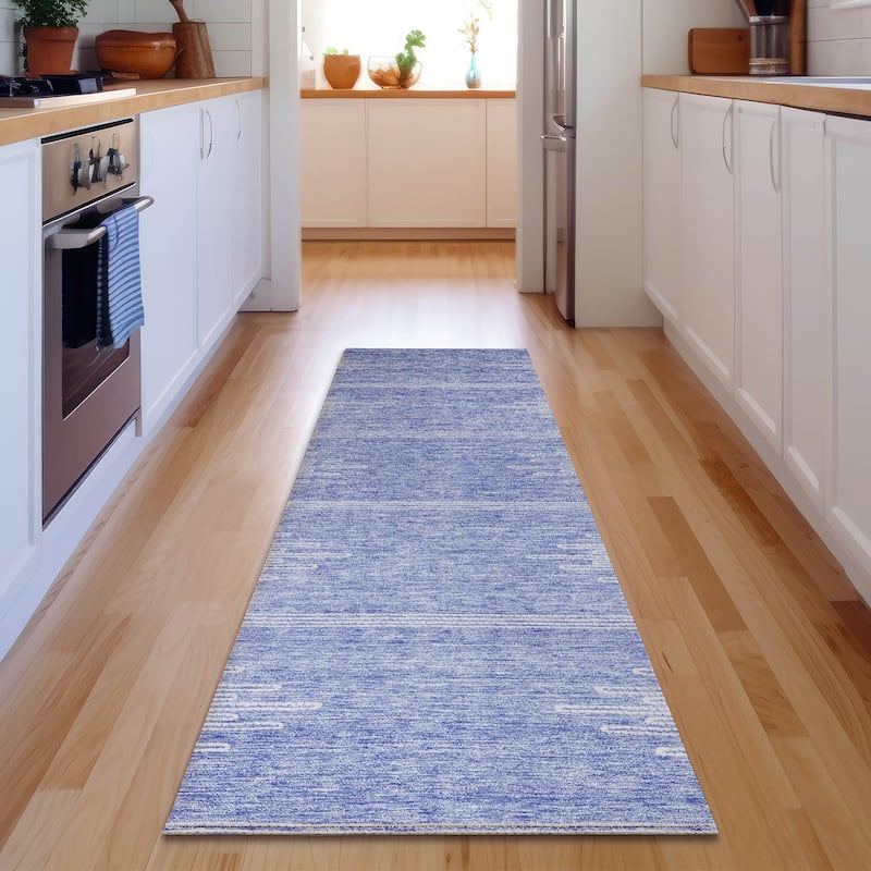 Premium Washable Super Soft Modern Century Mayfield Rug - Denim - 2' 3" x 7' 6" - Runner