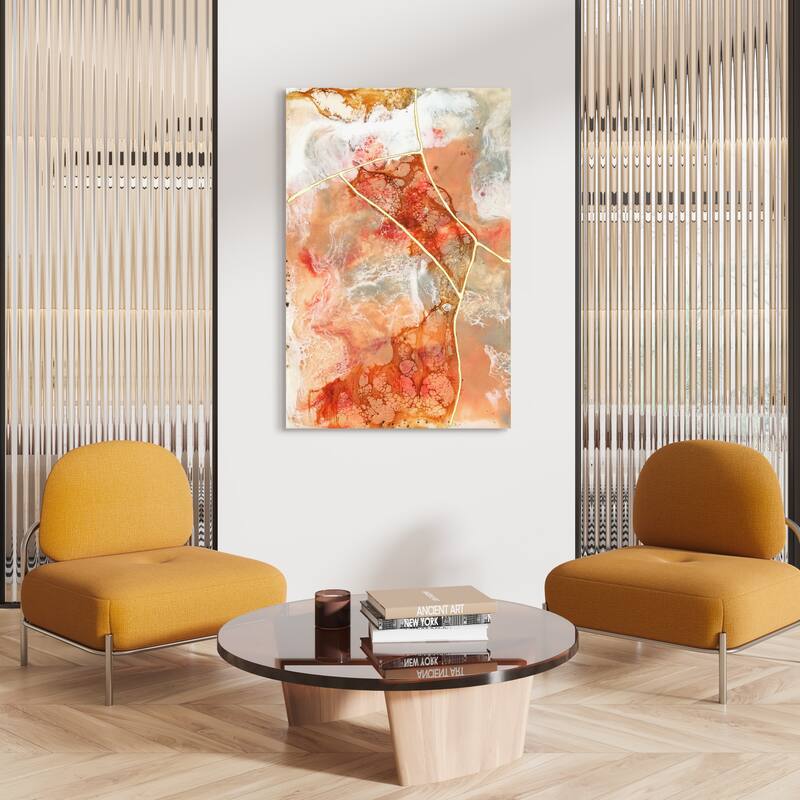 "Coral Lace I" Frameless Free Floating Tempered Glass Panel Graphic Wall Art