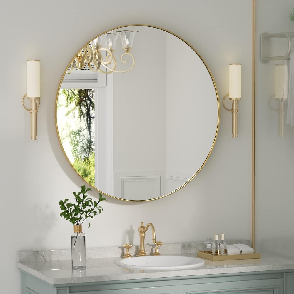 Modern Round Metal Frame Wall Mirror