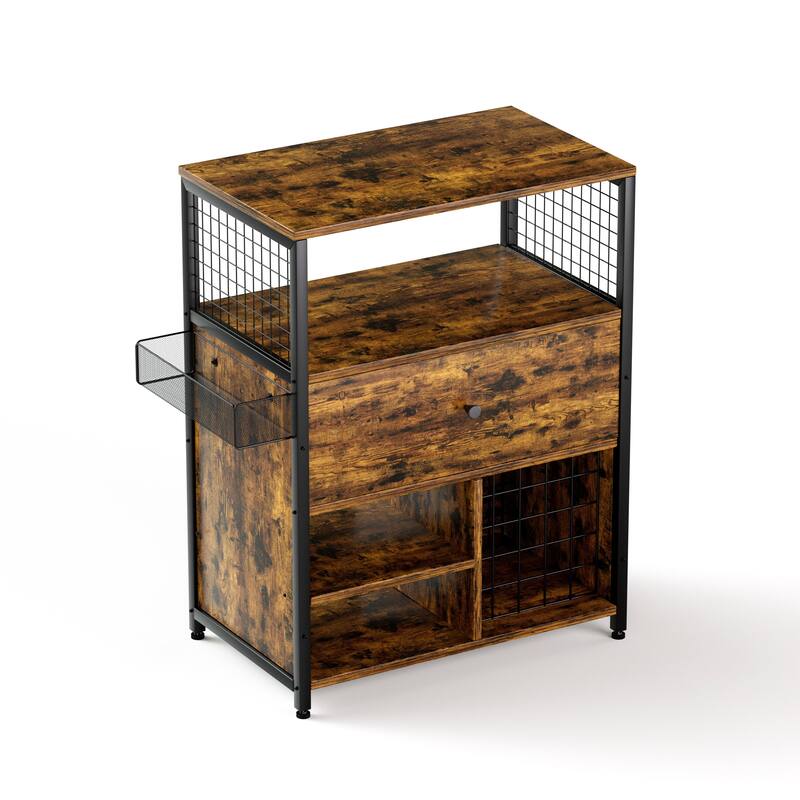 Storage Cabinet with Cricut Machines, Crafting Cabinet with Drawer & 25 Vinyl Roll Holder, Craft Table Desk Workstation for Room