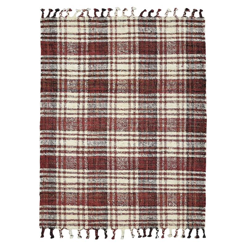 Carbon Loft Whishaw Brick Red Jute Handspun Plaid Area Rug