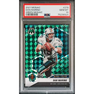 Dan Marino 2021 Panini Green Mosaic Football Card #278 Graded PSA 10 - 8'6" x 11'6"