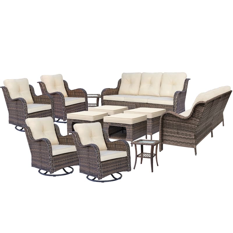 Outdoor Furniture-Wicker Patio Furniture Sets with Swivel Rocker Chair